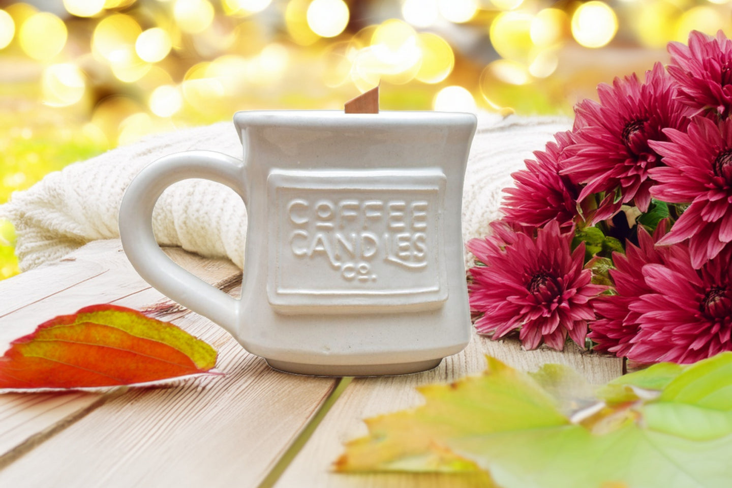 Blooming Mums Coffee Mug Candle
