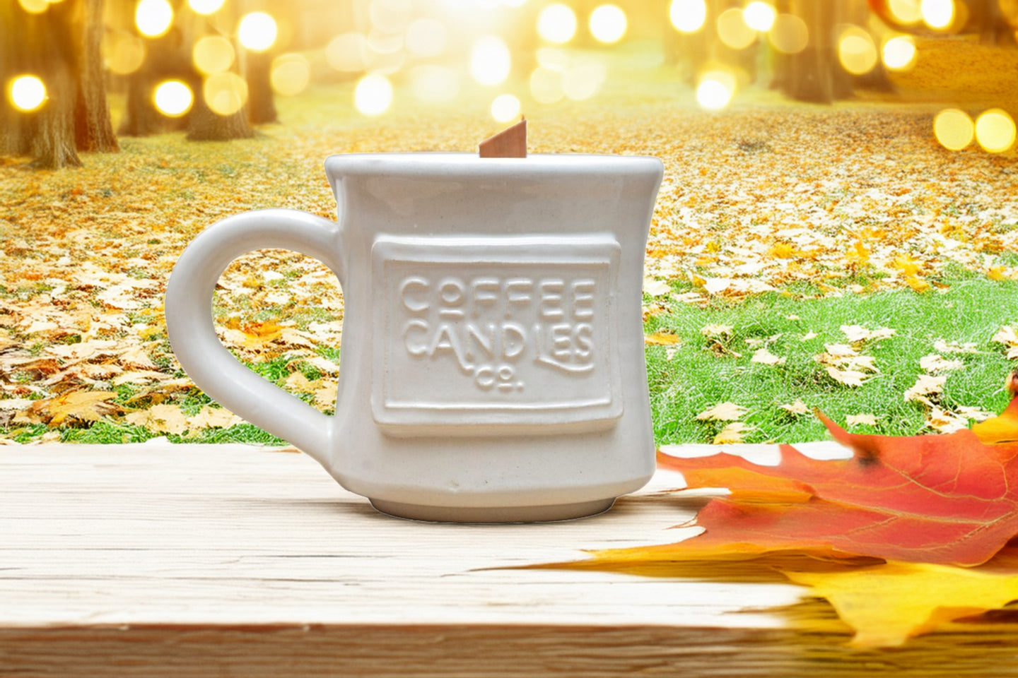 Leaves Coffee Mug Candle