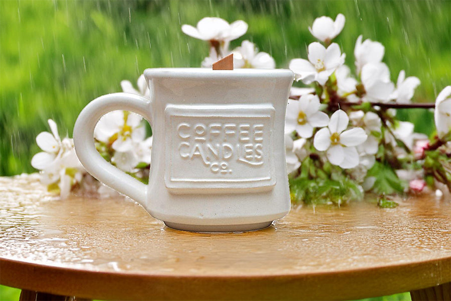 Spring Rain Coffee Mug Candle